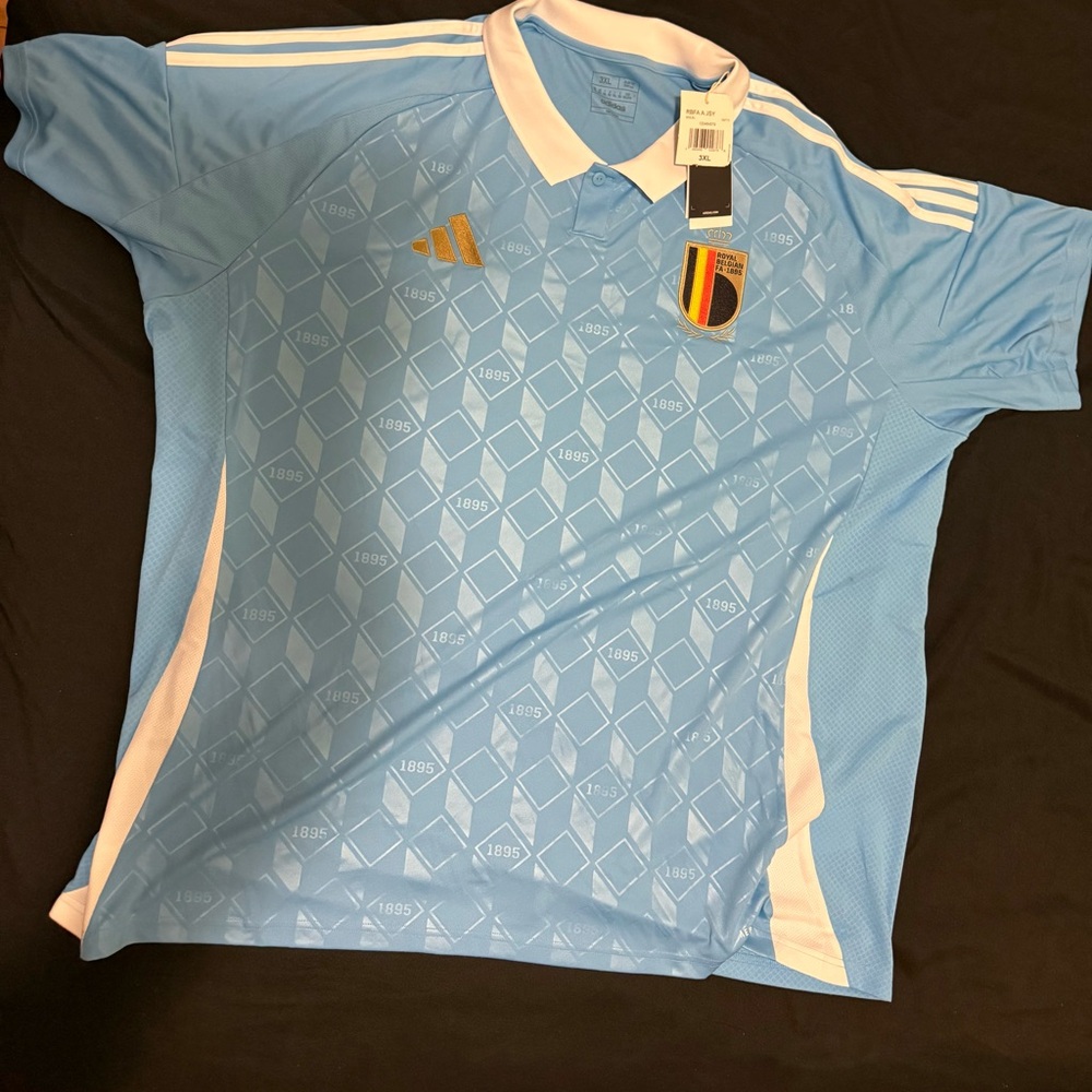 Belgium Adidas Light Blue Men's Jersey with White Accents men 3XL